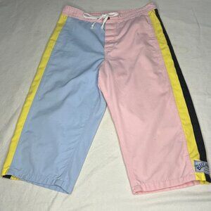 Billabong Mens 29 Boardshorts Colorblock Pastel Pink & Blue Yellow/Black Stripes